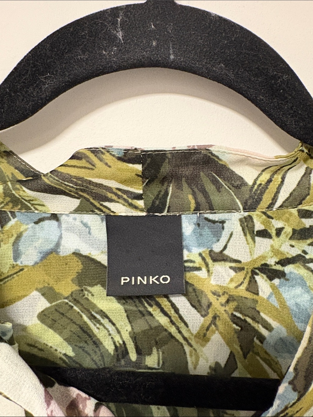 Pinko Green Multi Floral Tie-Neck Blouse - Picture 2 of 8